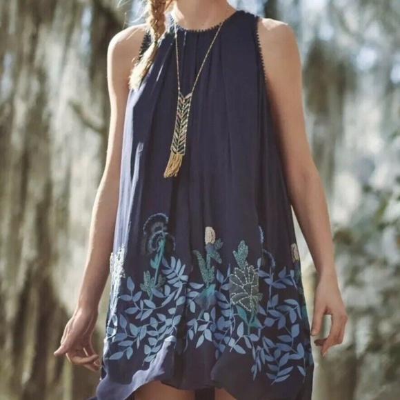 WOODVINE SWING DRESS BY NOT SO SERIOUS EMBROIDERED Free People Org $228 Size 0 - Picture 2 of 4